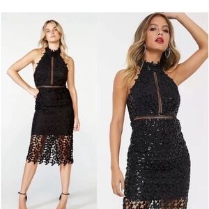 Bardot Jenna dress size 7 Lace Halter Midi Dress